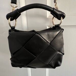 & Other Stories Black Leather Woven Bag
